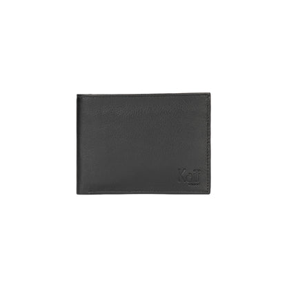 K11403AB | Men's wallet in genuine full grain leather, with light grain. Black colour. Coin pocket. Dimensions when closed: 12.5 x 9.3 x 1 cm. Packaging: Rigid bottom/lid gift box