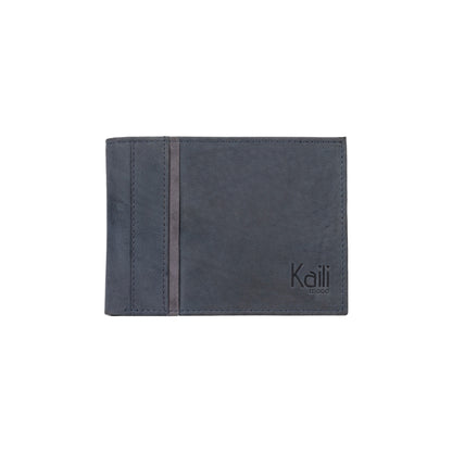 K10203DB | Men's wallet in genuine full grain leather, with light grain. Blue colour. Coin pocket. Dimensions when closed: 12.5 x 9.3 x 1 cm. Packaging: Rigid bottom/lid gift box