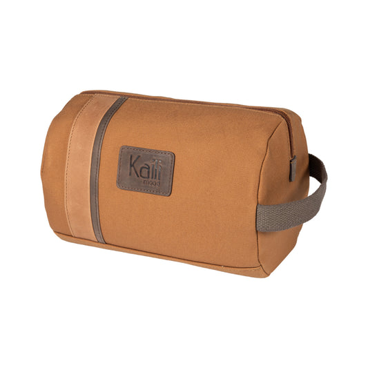 K0014GB | Beauty Case in Canvas/Genuine full grain leather, milled. Color Rope/Dark Brown. Side handle. Zipper closure. Dimensions: 24 x 15 x 9 cm. Packaging: TNT bag