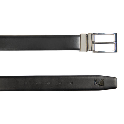 K4002AFB | Doubleface Men's Belt in Genuine Leather, Smooth and Suede. Color Black / Grey. Dimensions: 125 x 3.5 x 0.5 cm (waistline 110 cm). Packaging: Rigid bottom/lid gift box