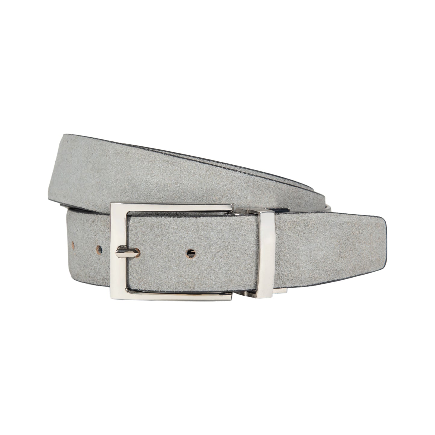 K4002AFB | Doubleface Men's Belt in Genuine Leather, Smooth and Suede. Color Black / Grey. Dimensions: 125 x 3.5 x 0.5 cm (waistline 110 cm). Packaging: Rigid bottom/lid gift box