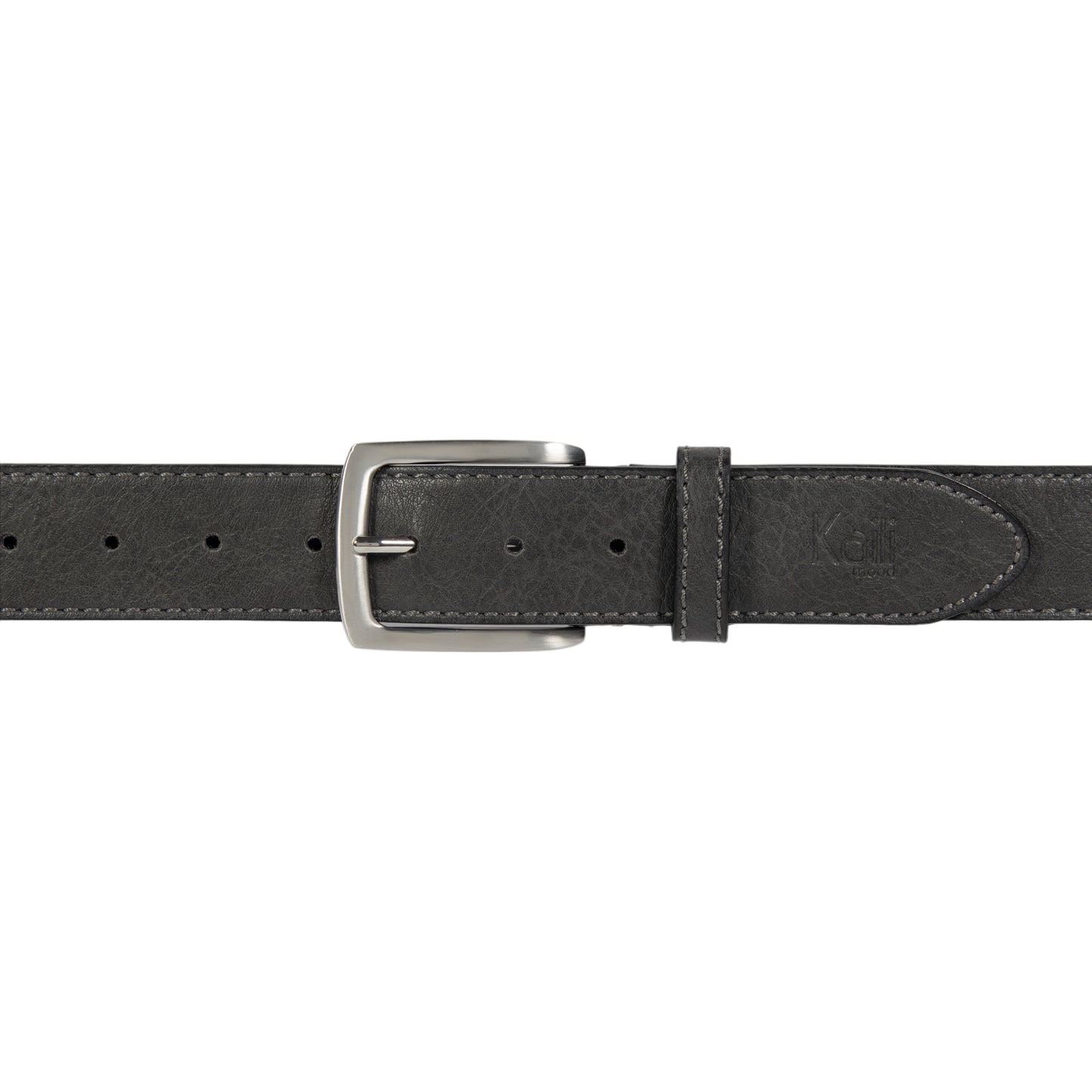 K4008KB | Men's Belt in Leather Lining with Pu Finish. Anthracite colour. Dimensions: 125 x 3.8 x 0.5 cm (waistline 110 cm). Packaging: Rigid bottom/lid gift box