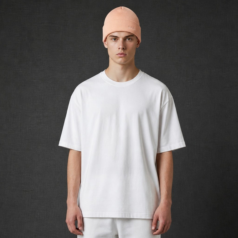 K5001AU | ORTLES - Berretto Unisex in Maglia Rasata Tubolare Made in Italy. Colore Cipria