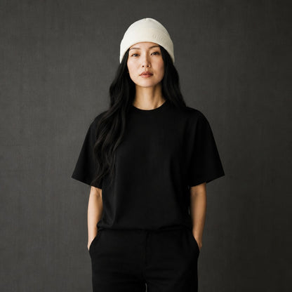 K5001DB | ORTLES - Berretto Unisex in Maglia Rasata Tubolare Made in Italy. Colore Latte