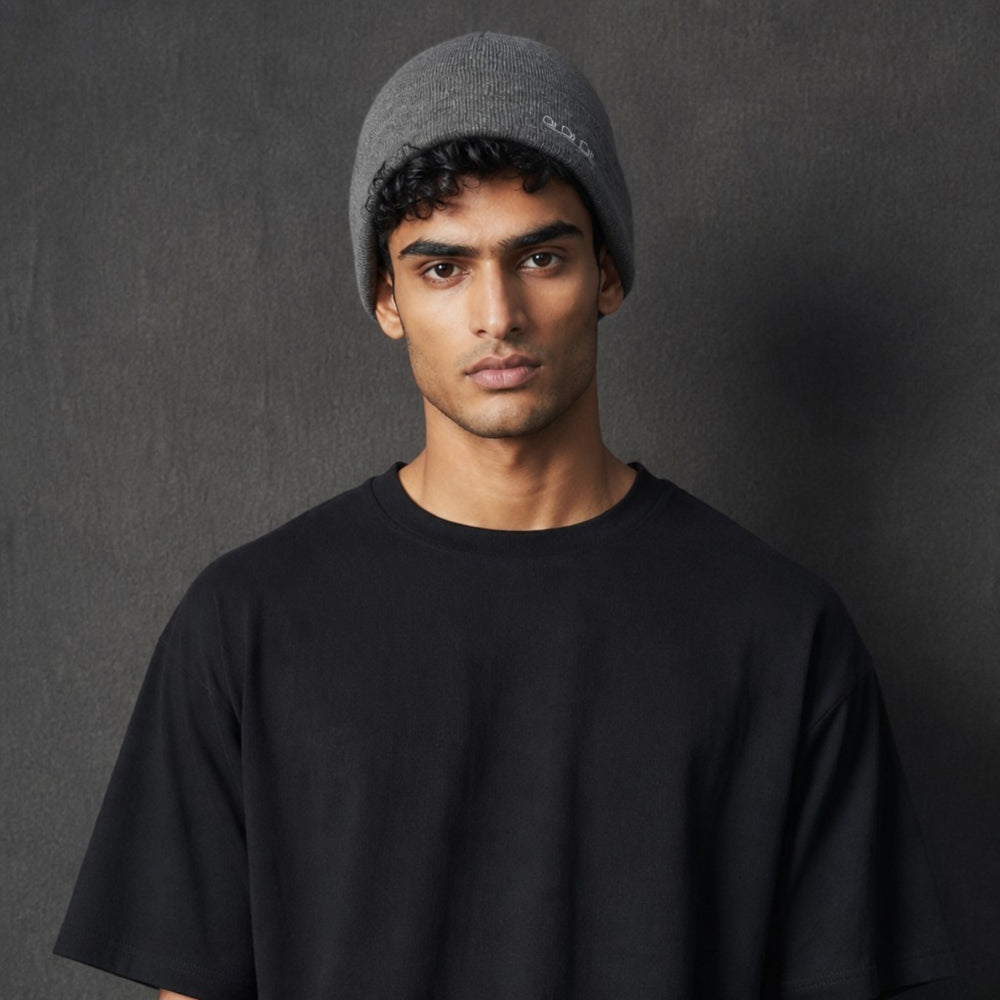 K5001DG | ORTLES - Berretto Unisex in Maglia Rasata Tubolare Made in Italy. Colore Grigio Melange