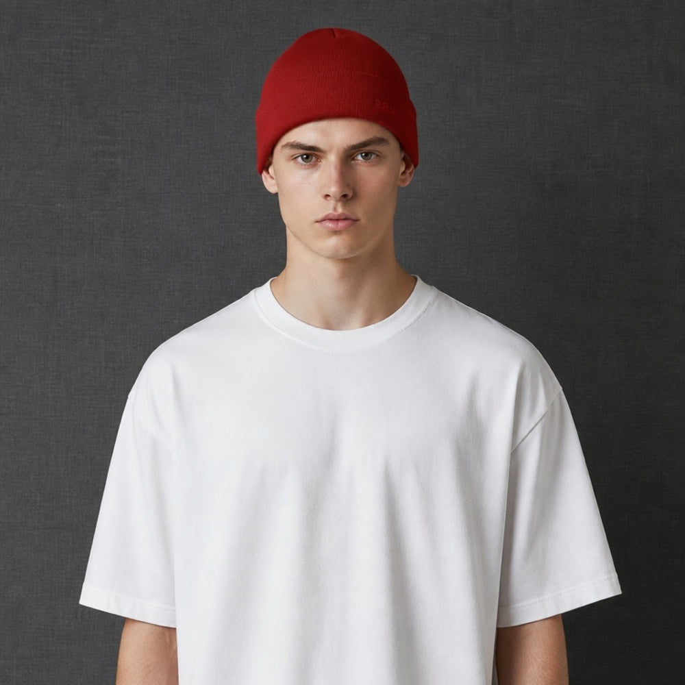 K5001EC | ORTLES - Berretto Unisex in Maglia Rasata Tubolare Made in Italy. Colore Granata