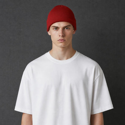 K5001EC | ORTLES - Berretto Unisex in Maglia Rasata Tubolare Made in Italy. Colore Granata