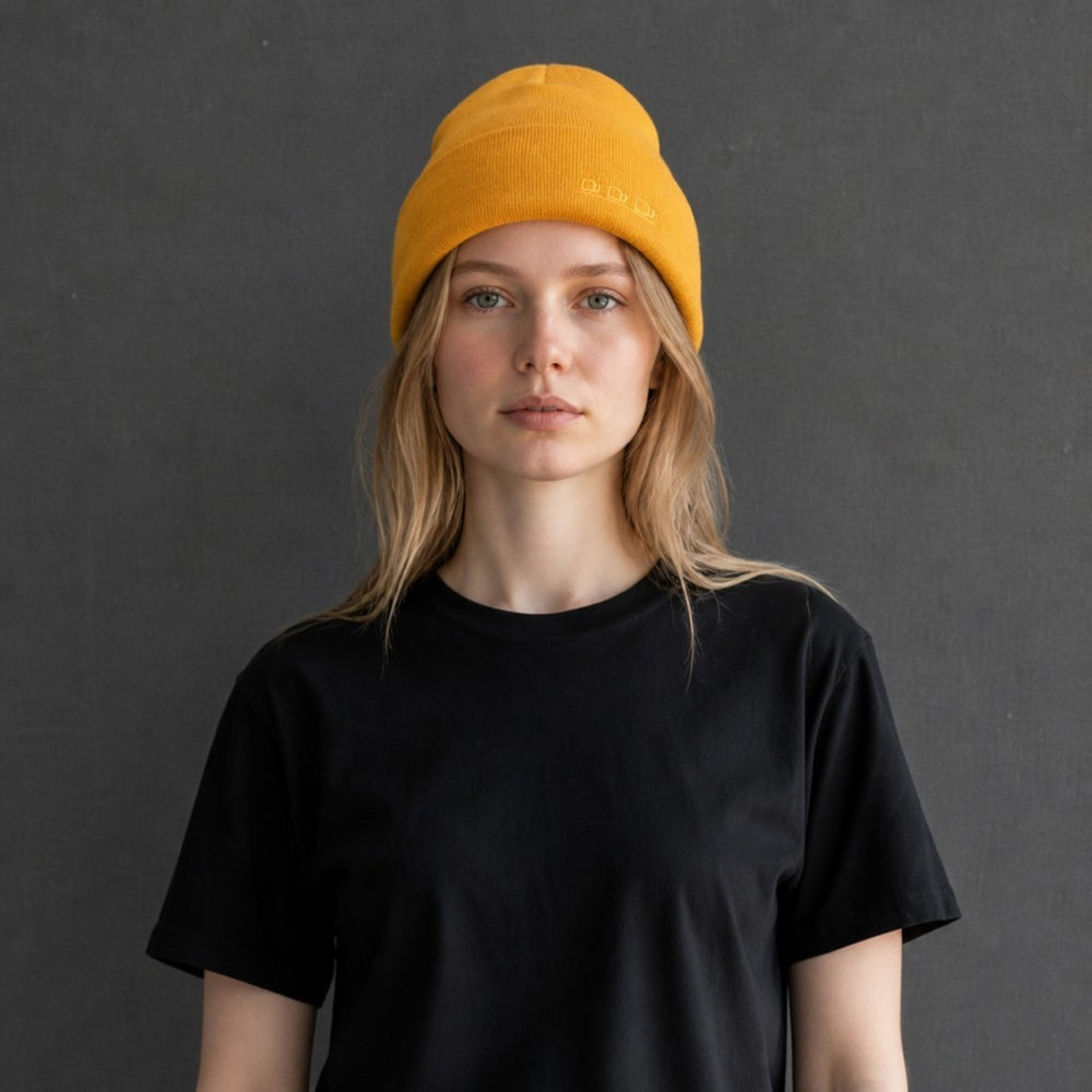 K5001R | ORTLES - Berretto Unisex in Maglia Rasata Tubolare Made in Italy. Colore Giallo