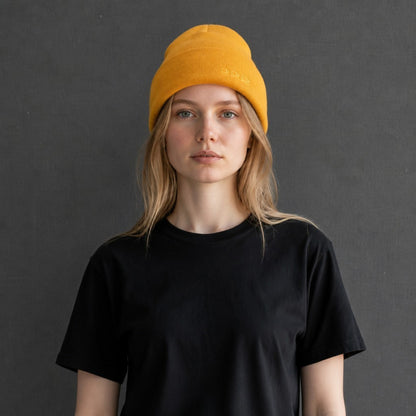 K5001R | ORTLES - Berretto Unisex in Maglia Rasata Tubolare Made in Italy. Colore Giallo