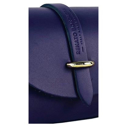 RB1001Y | Borsa Piccola in Vera Pelle Made in Italy con Tracollina removibile e passante di chiusura in metallo Oro Lucido - Colore Viola - Dimensioni: cm 16,5 x 11 x 8