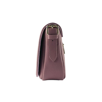 RB1002AZ | Genuine Leather Shoulder Bag Made in Italy with removable leather shoulder strap and attachments with shiny gold metal buckles - Antique Pink color - Dimensions: 26 x 20 x 10 cm