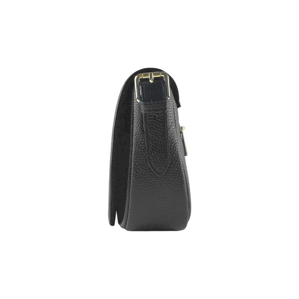 RB1002A | Genuine Leather Shoulder Bag Made in Italy with removable leather shoulder strap and attachments with shiny gold metal buckles - Black color - Dimensions: 26 x 20 x 10 cm