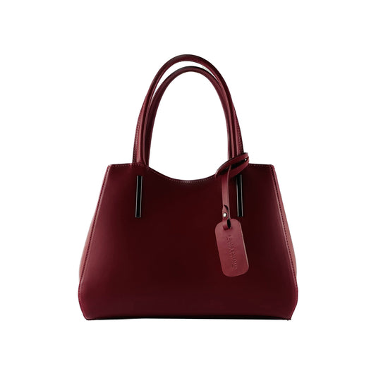 RB1004V | Borsa a Mano in Vera Pelle Made in Italy con Tracollina removibile e attacchi con moschettoni in metallo Canna di Fucile - Colore Rosso - Dimensioni: cm 33 x 25 x 15 + Manici 13 cm