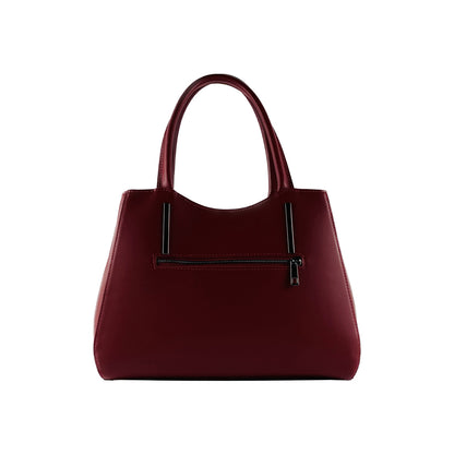 RB1004V | Handbag in Genuine Leather Made in Italy with removable shoulder strap and attachments with metal snap hooks in Gunmetal - Red color - Dimensions: 33 x 25 x 15 cm + Handles 13 cm