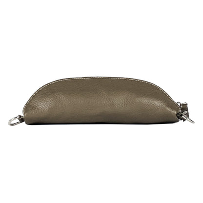 RB1015AQ | Waist bag with removable shoulder strap in Genuine Leather Made in Italy. Attachments with shiny nickel metal snap hooks - Taupe color - Dimensions: 24 x 14 x 7