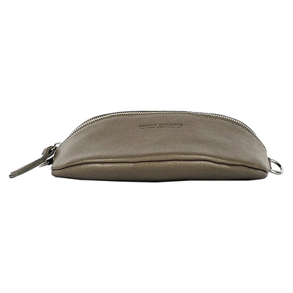 RB1015AQ | Waist bag with removable shoulder strap in Genuine Leather Made in Italy. Attachments with shiny nickel metal snap hooks - Taupe color - Dimensions: 24 x 14 x 7