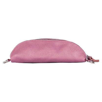 RB1015AZ | Waist bag with removable shoulder strap in Genuine Leather Made in Italy. Attachments with shiny nickel metal snap hooks - Antique pink color - Dimensions: 24 x 14 x 7