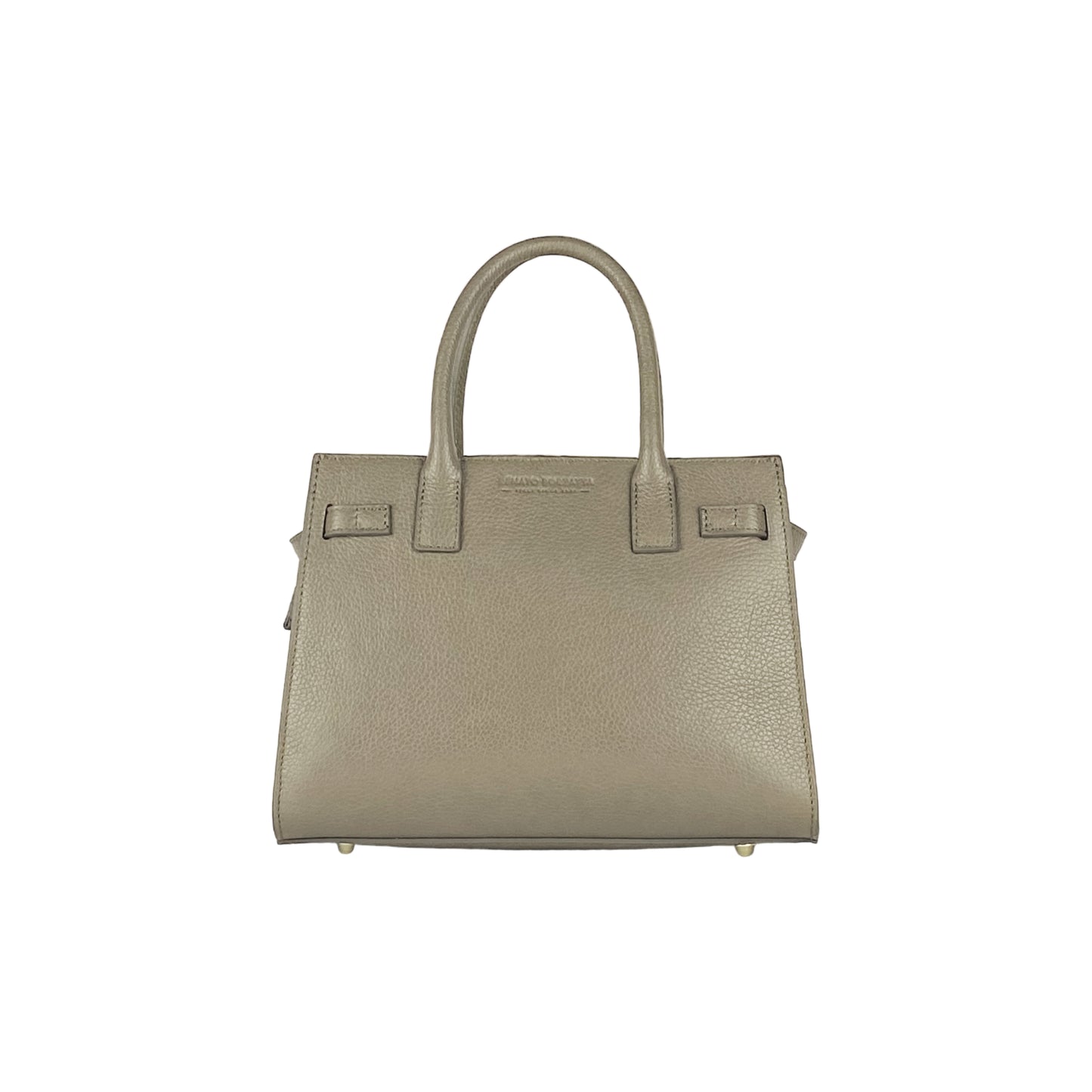 RB1016AQ | Women's handbag in genuine leather Made in Italy with removable shoulder strap. Attachments with shiny gold metal snap hooks - Taupe color - Dimensions: 28 x 20 x 14 + 12.5 cm