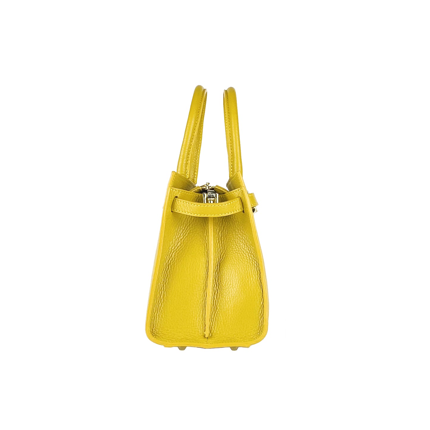 RB1016AR | Women's handbag in genuine leather Made in Italy with removable shoulder strap. Attachments with shiny gold metal snap hooks - Mustard color - Dimensions: 28 x 20 x 14 + 12.5 cm