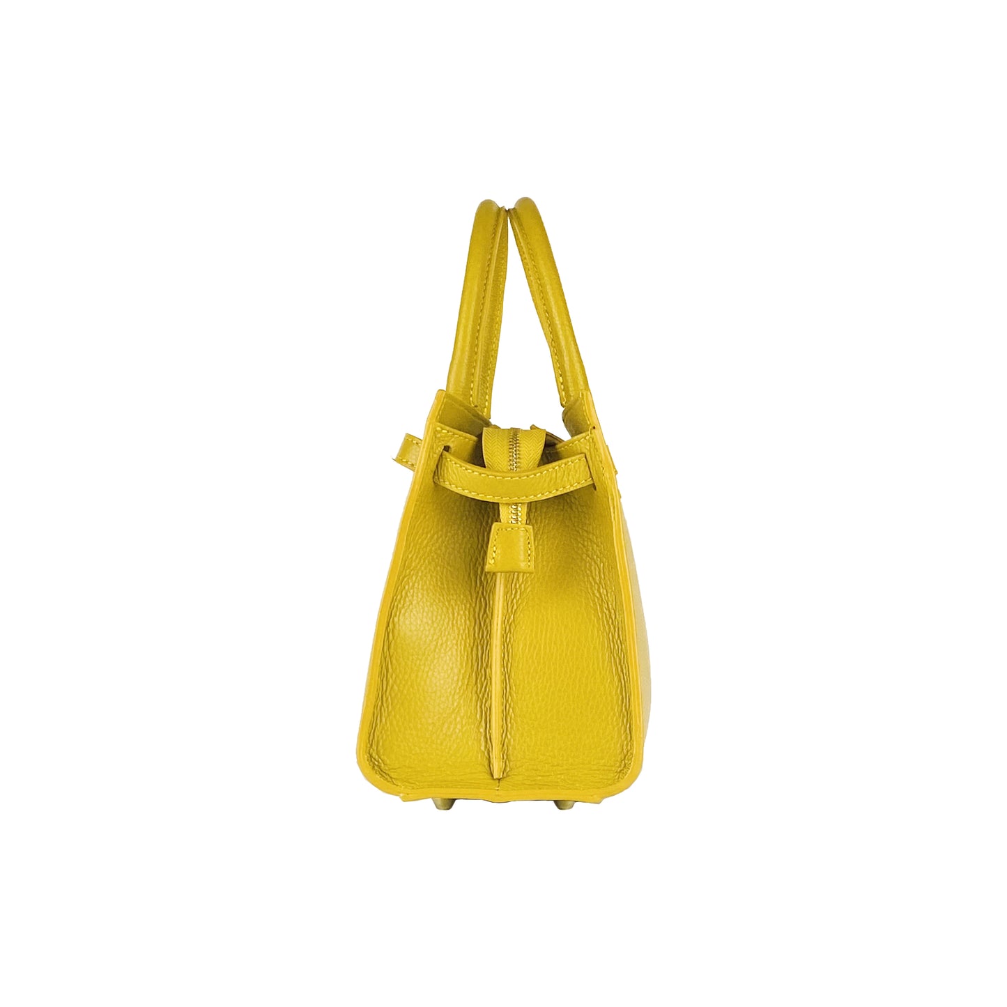 RB1016AR | Women's handbag in genuine leather Made in Italy with removable shoulder strap. Attachments with shiny gold metal snap hooks - Mustard color - Dimensions: 28 x 20 x 14 + 12.5 cm