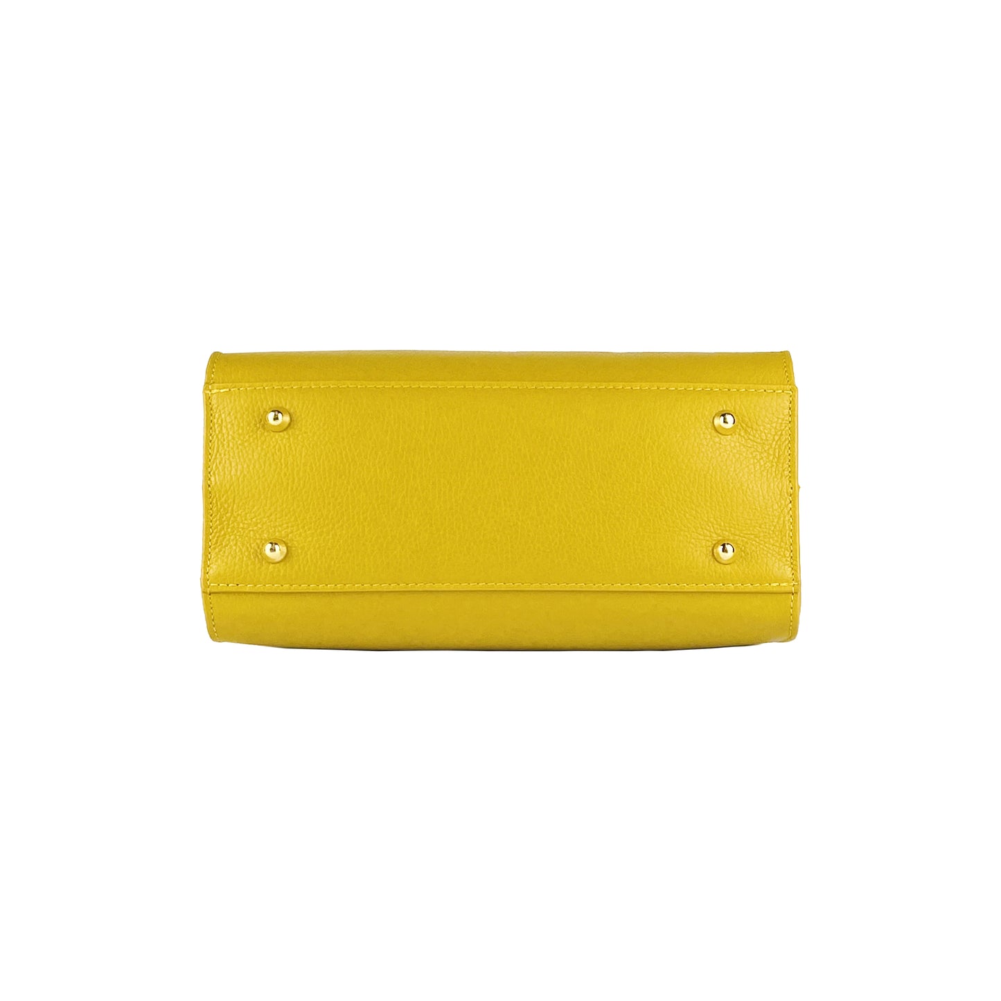 RB1016AR | Women's handbag in genuine leather Made in Italy with removable shoulder strap. Attachments with shiny gold metal snap hooks - Mustard color - Dimensions: 28 x 20 x 14 + 12.5 cm