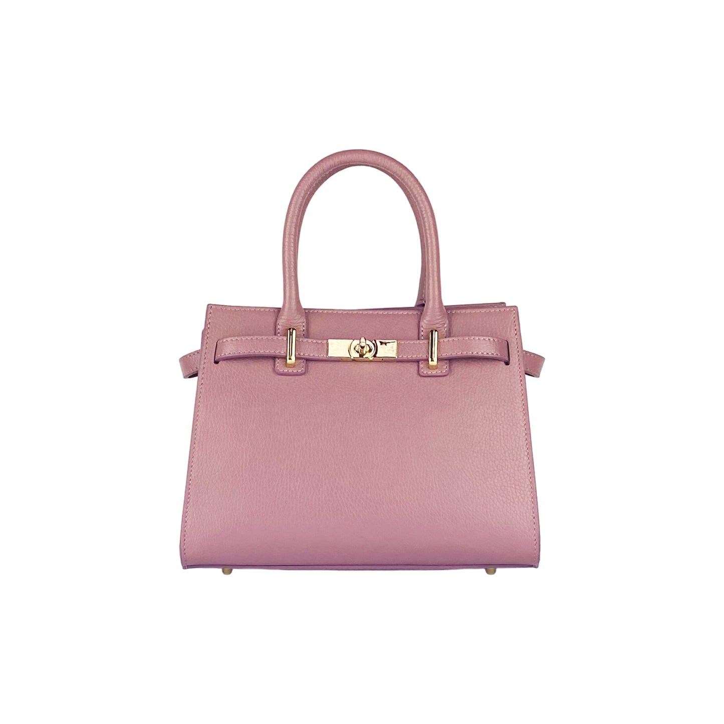 RB1016AZ | Women's handbag in genuine leather Made in Italy with removable shoulder strap. Shiny Gold metal snap hooks - Antique Pink color - Dimensions: 28 x 20 x 14 + 12.5 cm