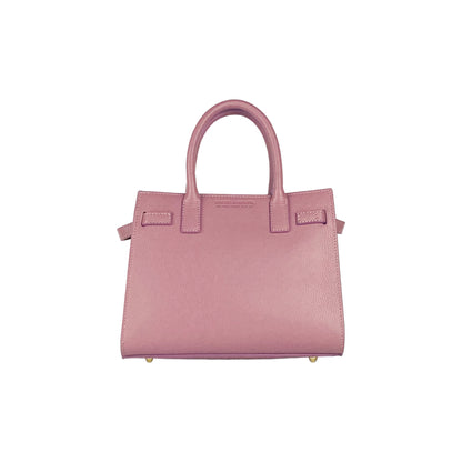 RB1016AZ | Borsa Donna a Mano in Vera Pelle Made in Italy con tracolla removibile. Moschettoni in metallo Oro Lucido - Colore Rosa Antico - Dimensioni: cm 28 x 20 x 14 + 12,5