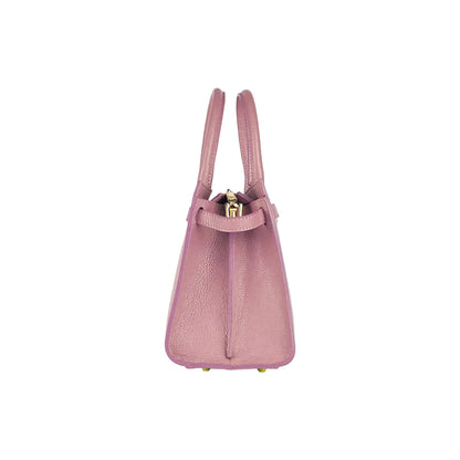 RB1016AZ | Women's handbag in genuine leather Made in Italy with removable shoulder strap. Shiny Gold metal snap hooks - Antique Pink color - Dimensions: 28 x 20 x 14 + 12.5 cm