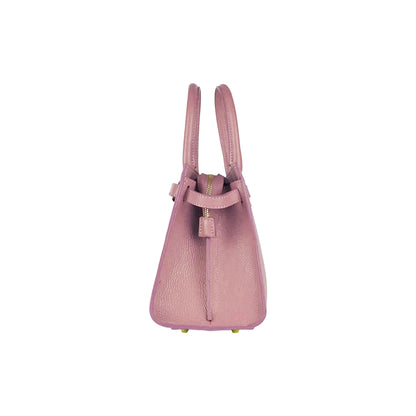 RB1016AZ | Women's handbag in genuine leather Made in Italy with removable shoulder strap. Shiny Gold metal snap hooks - Antique Pink color - Dimensions: 28 x 20 x 14 + 12.5 cm