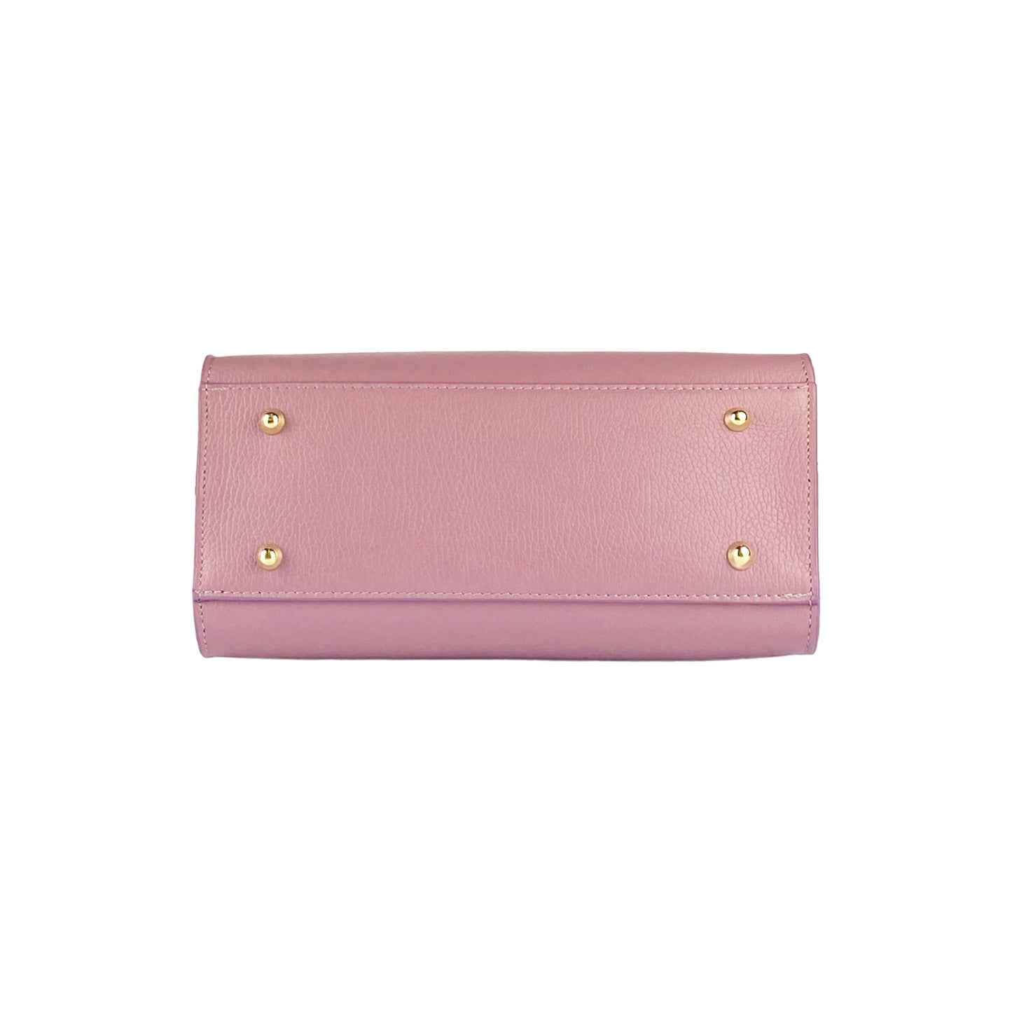 RB1016AZ | Women's handbag in genuine leather Made in Italy with removable shoulder strap. Shiny Gold metal snap hooks - Antique Pink color - Dimensions: 28 x 20 x 14 + 12.5 cm