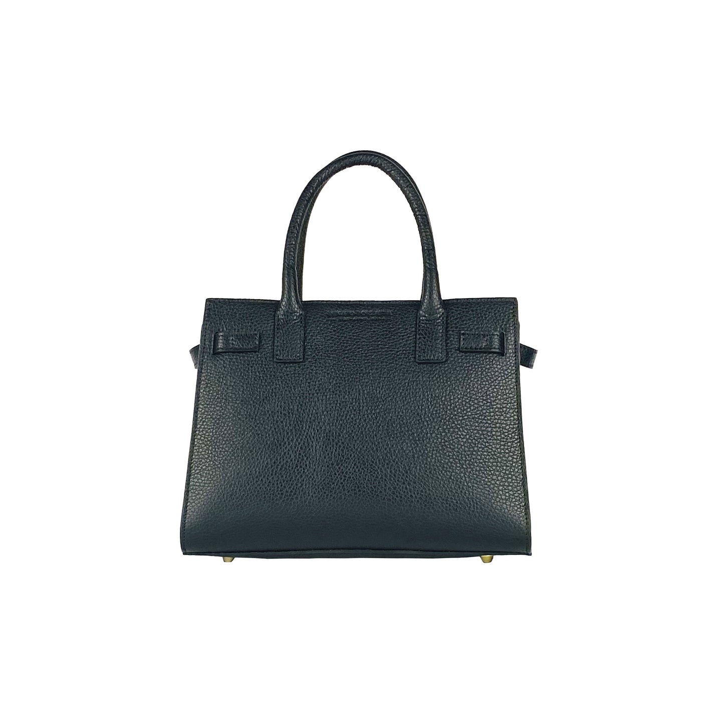 RB1016A | Borsa Donna a Mano in Vera Pelle Made in Italy con tracolla removibile. Attacchi con moschettoni in metallo Oro Lucido - Colore Nero - Dimensioni: cm 28 x 20 x 14 + 12,5