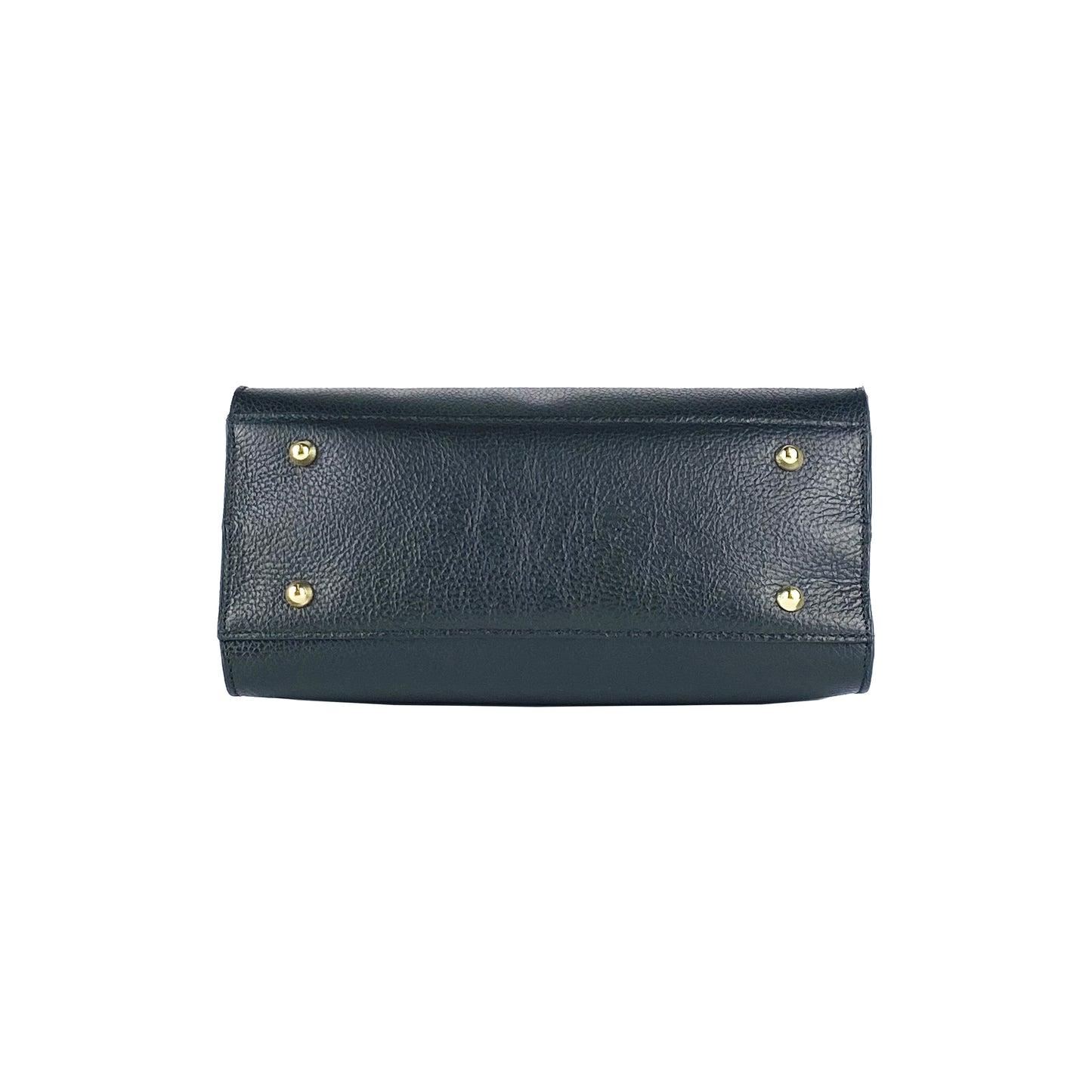 RB1016A | Borsa Donna a Mano in Vera Pelle Made in Italy con tracolla removibile. Attacchi con moschettoni in metallo Oro Lucido - Colore Nero - Dimensioni: cm 28 x 20 x 14 + 12,5