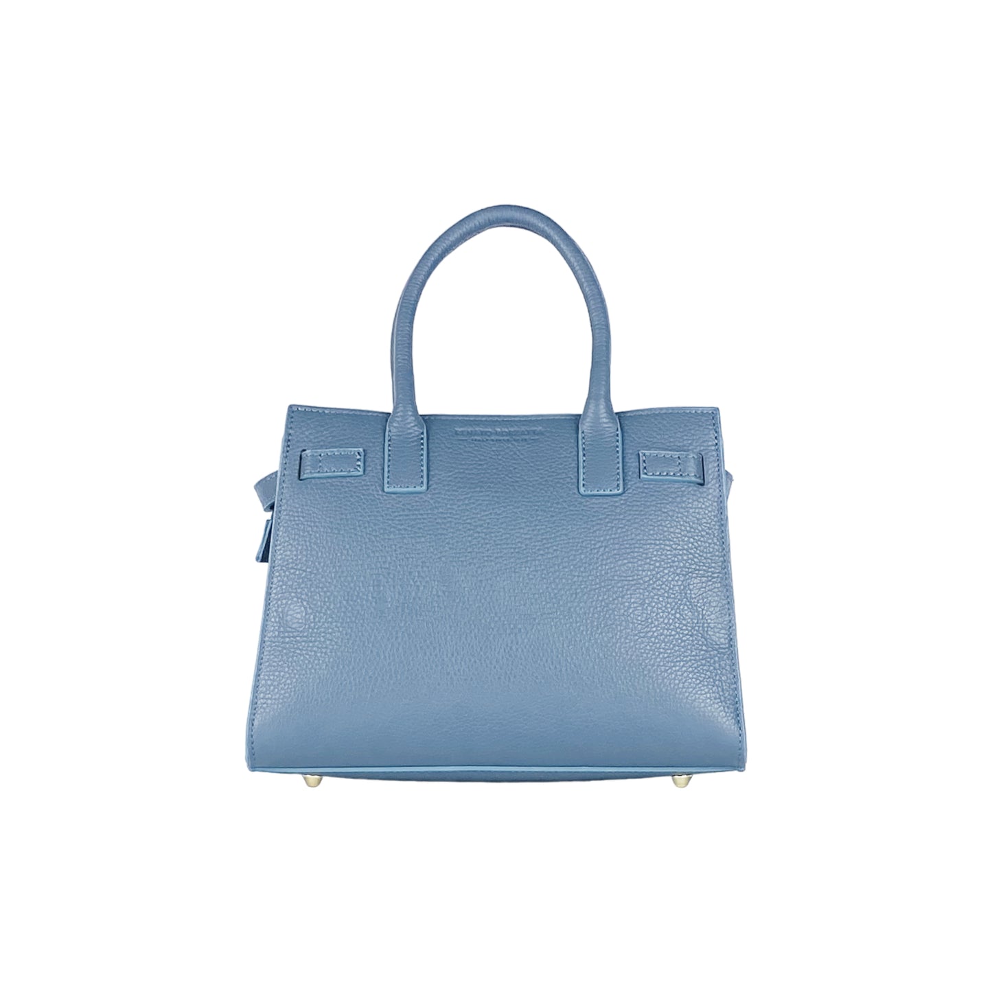 RB1016P | Women's handbag in genuine leather Made in Italy with removable shoulder strap. Attachments with shiny gold metal snap hooks - Avio color - Dimensions: 28 x 20 x 14 + 12.5 cm