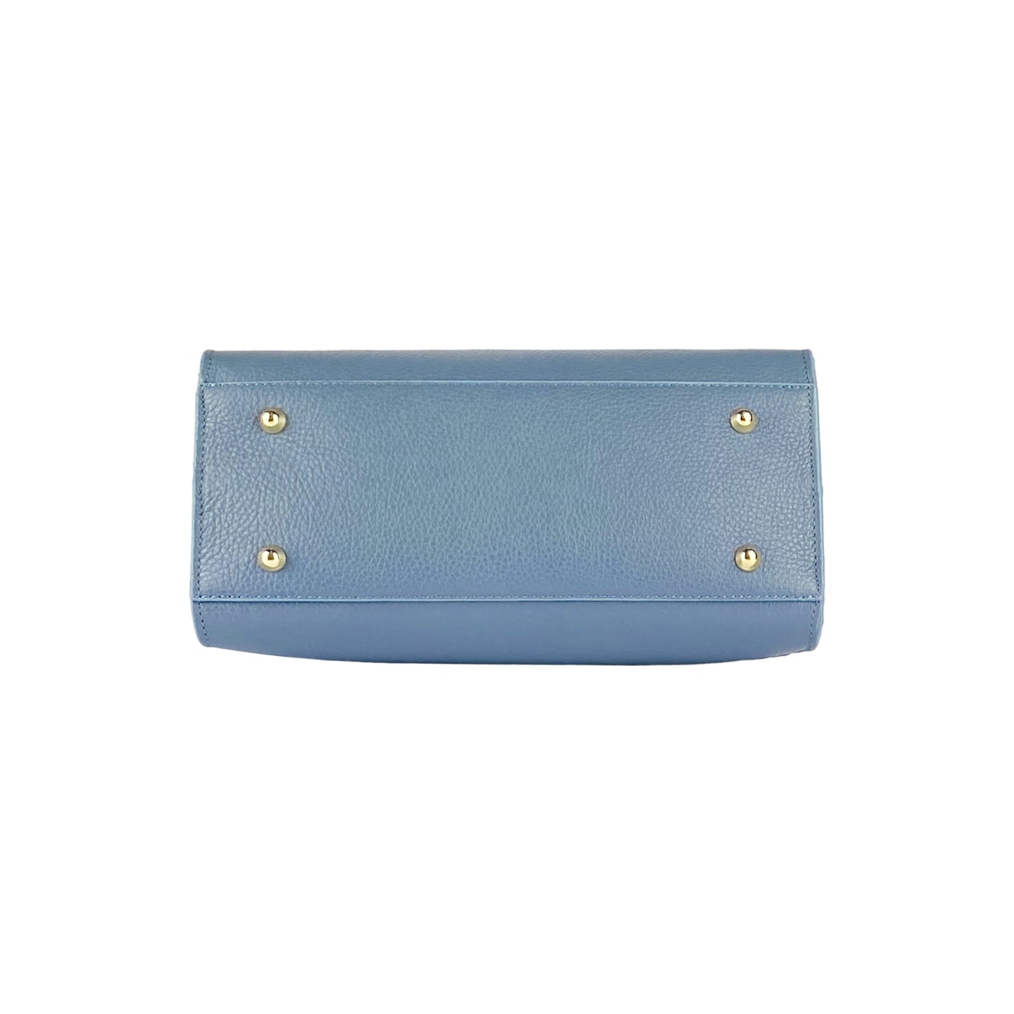 RB1016P | Women's handbag in genuine leather Made in Italy with removable shoulder strap. Attachments with shiny gold metal snap hooks - Avio color - Dimensions: 28 x 20 x 14 + 12.5 cm