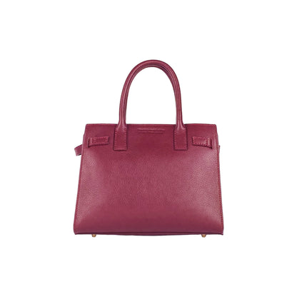 RB1016X | Borsa Donna a Mano in Vera Pelle Made in Italy con tracolla removibile. Attacchi con moschettoni in metallo Oro Lucido. Colore Bordeaux. Dimensioni: cm 28 x 20 x 14 + 12,5