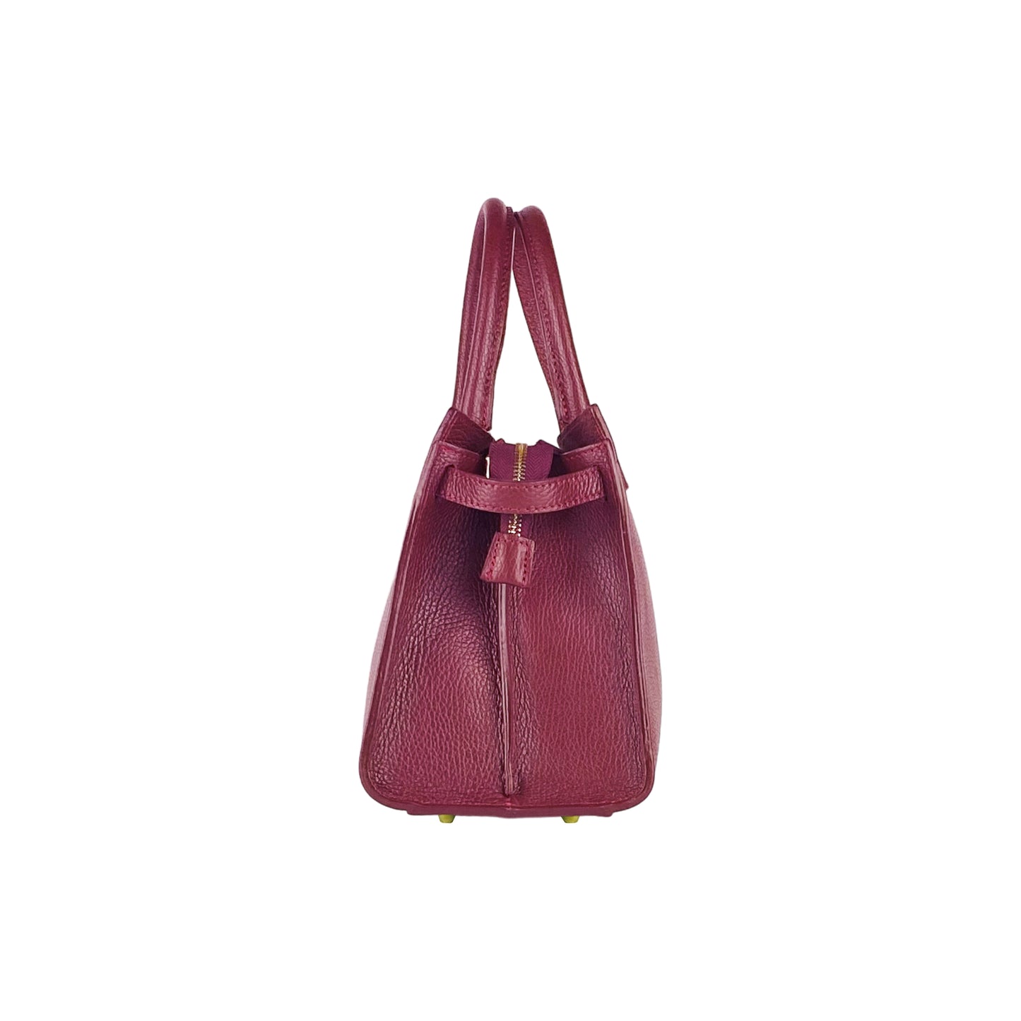 RB1016X | Borsa Donna a Mano in Vera Pelle Made in Italy con tracolla removibile. Attacchi con moschettoni in metallo Oro Lucido. Colore Bordeaux. Dimensioni: cm 28 x 20 x 14 + 12,5