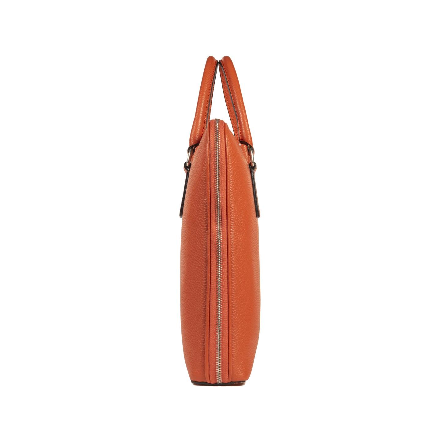 RB1019L | Unisex Business Briefcase in Genuine Leather Made in Italy with removable shoulder strap. Attachments with shiny nickel metal snap hooks - Orange color - Dimensions: 37 x 29 x 6.5 cm