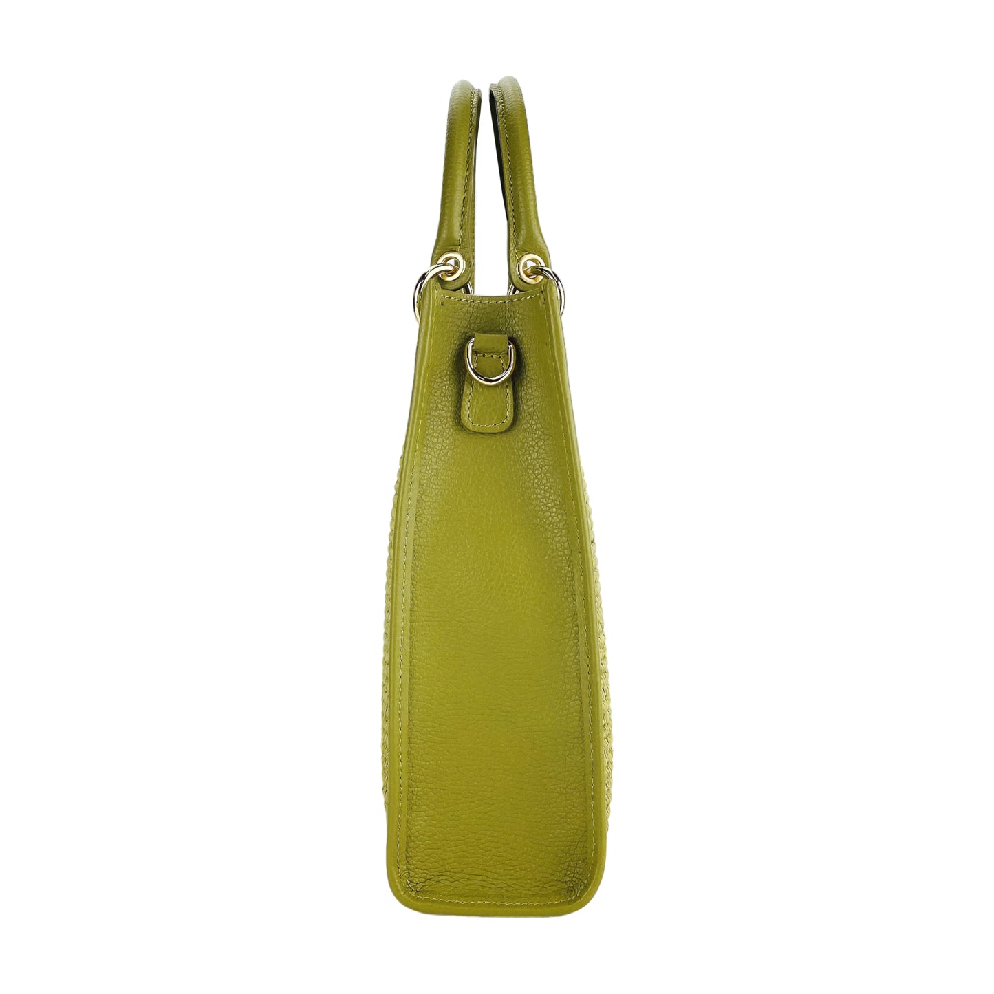 RB1026CM  | Borsa Donna a mano verticale in Vera Pelle e Paglia Made in Italy. Tracolla removibile e regolabile in pelle. Accessori Oro Lucido - Colore Pistacchio - Dimensioni: cm 24 x 29 x 9