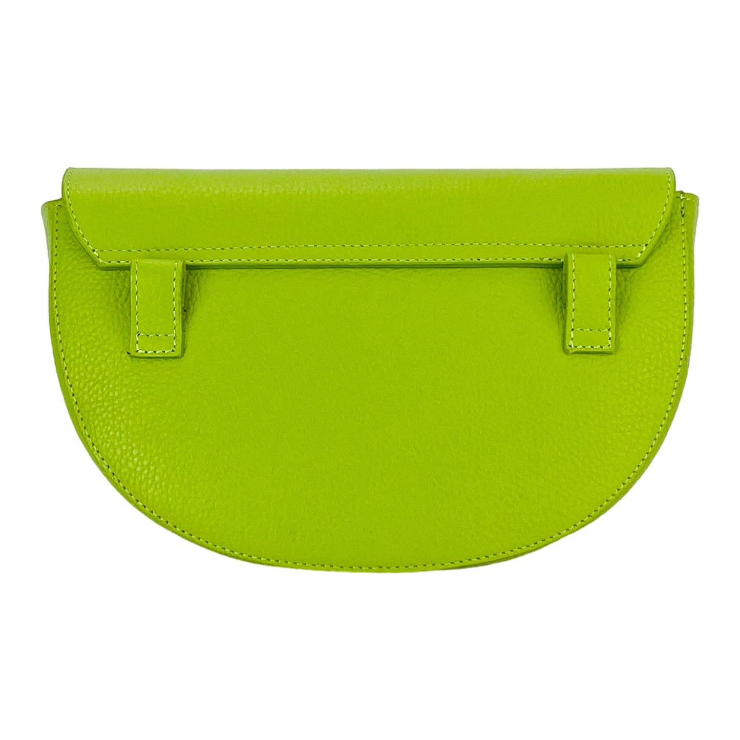 RB1027AD | Women's rounded crossbody bag in genuine leather Made in Italy. Removable and adjustable leather shoulder strap. Accessories Polished Nickel - Lime color - Dimensions: 25 x 15 x 9 cm