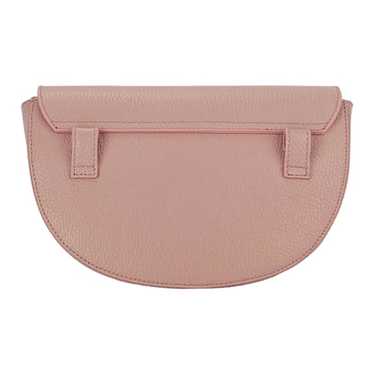 RB1027AZ | Women's rounded crossbody bag in genuine leather Made in Italy. Removable and adjustable leather shoulder strap. Polished Nickel Accessories - Antique Pink Color - Dimensions: 25 x 15 x 9 cm