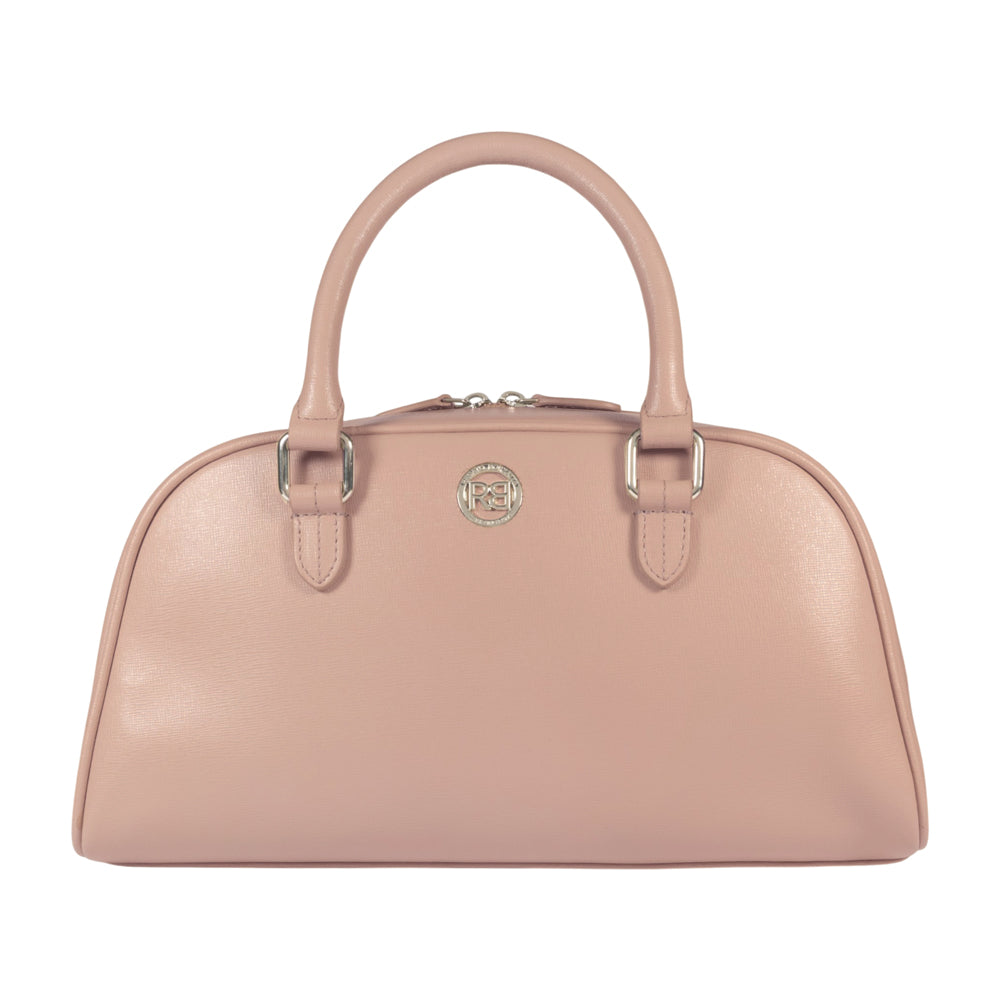 RB1034AU | Borsa Bowling da Donna VIRGINIA in Vera Pelle Saffiano Made in Italy. Colore Cipria