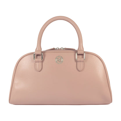 RB1034AU | Borsa Bowling da Donna VIRGINIA in Vera Pelle Saffiano Made in Italy. Colore Cipria