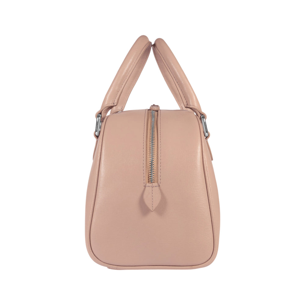 RB1034AU | Borsa Bowling da Donna VIRGINIA in Vera Pelle Saffiano Made in Italy. Colore Cipria