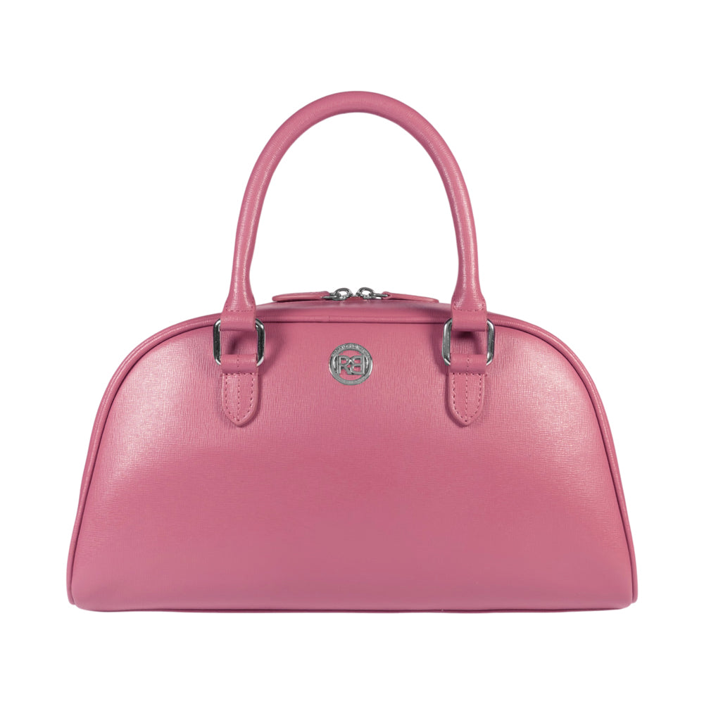 RB1034BS | Borsa Bowling da Donna VIRGINIA in Vera Pelle Saffiano Made in Italy. Colore Peonia