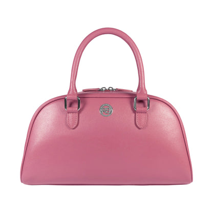 RB1034BS | Borsa Bowling da Donna VIRGINIA in Vera Pelle Saffiano Made in Italy. Colore Peonia