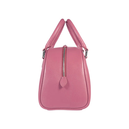 RB1034BS | Borsa Bowling da Donna VIRGINIA in Vera Pelle Saffiano Made in Italy. Colore Peonia