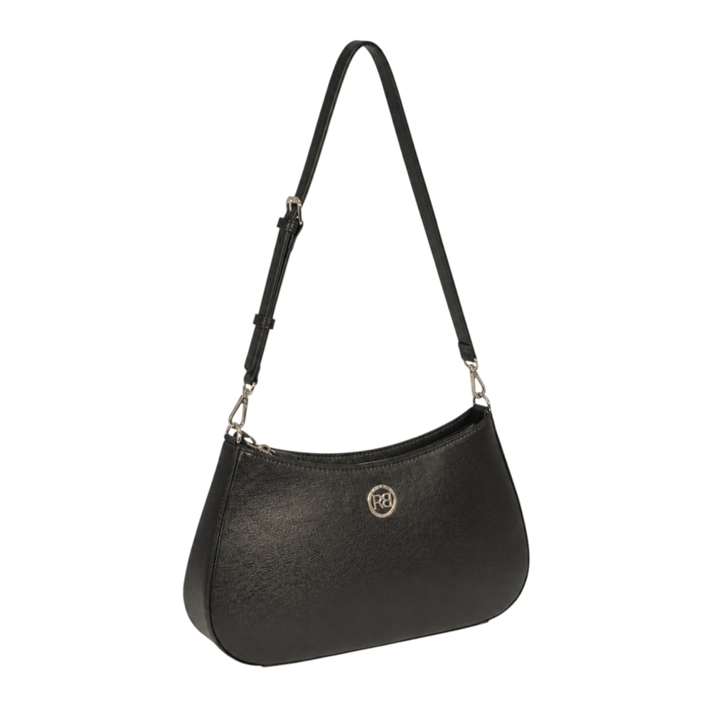 RB1036A | Borsa Hobo da Donna LARA in Vera Pelle Saffiano Made in Italy. Colore Nero