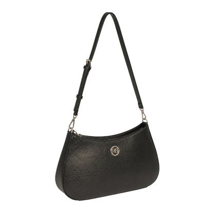RB1036A | Borsa Hobo da Donna LARA in Vera Pelle Saffiano Made in Italy. Colore Nero