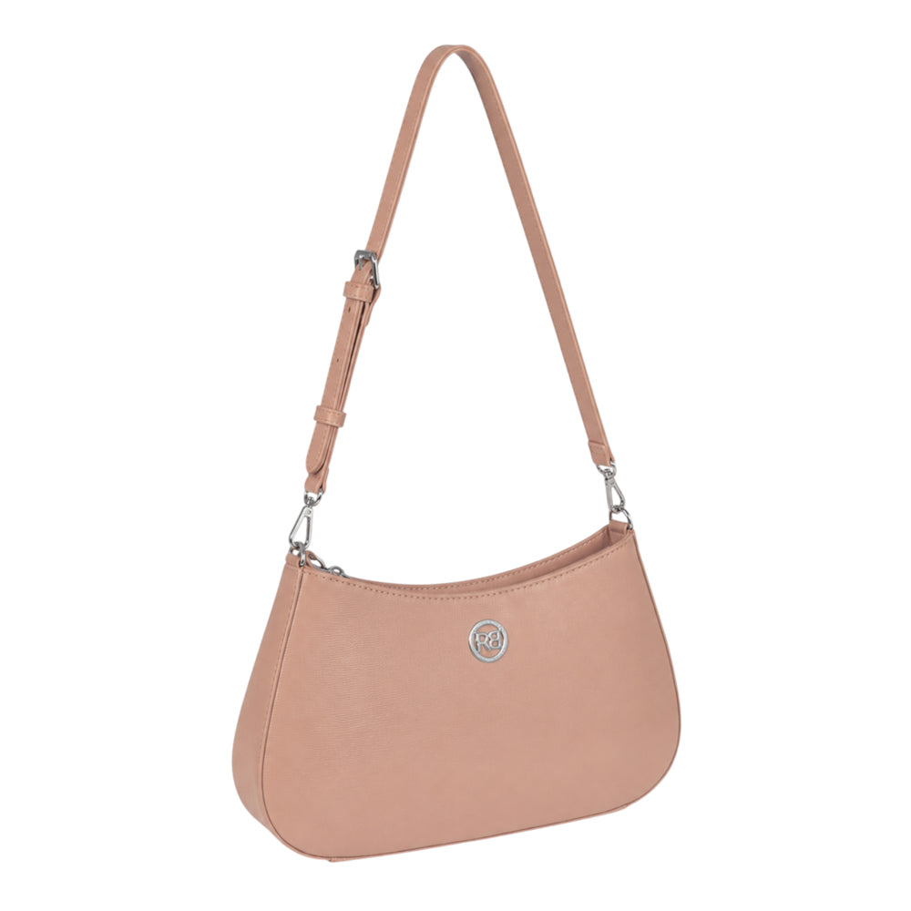 RB1036AU | Borsa Hobo da Donna LARA in Vera Pelle Saffiano Made in Italy. Colore Cipria