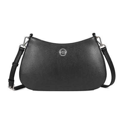 RB1036A | Borsa Hobo da Donna LARA in Vera Pelle Saffiano Made in Italy. Colore Nero